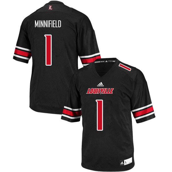 Men Louisville Cardinals #1 Frank Minnifield College Football Jerseys Sale-Black - Click Image to Close